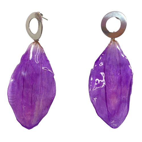 Aretes de Petalos Dalia Morada - Imagen 3