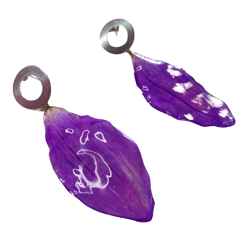 Aretes de Petalos Dalia Morada - Imagen 5