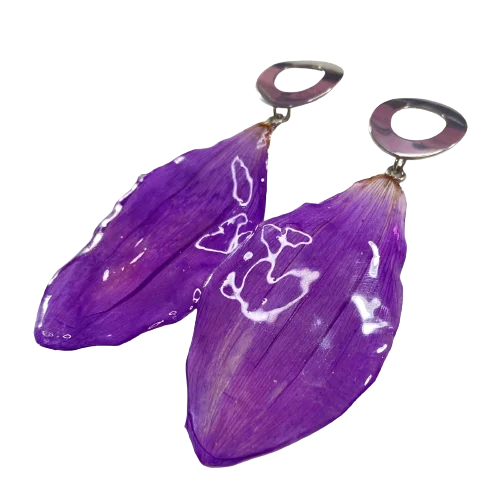 Aretes de Petalos Dalia Morada - Imagen 4