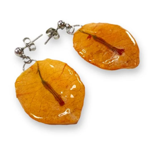 Aretes de Hoja de Bugambilia Amarilla - Imagen 4