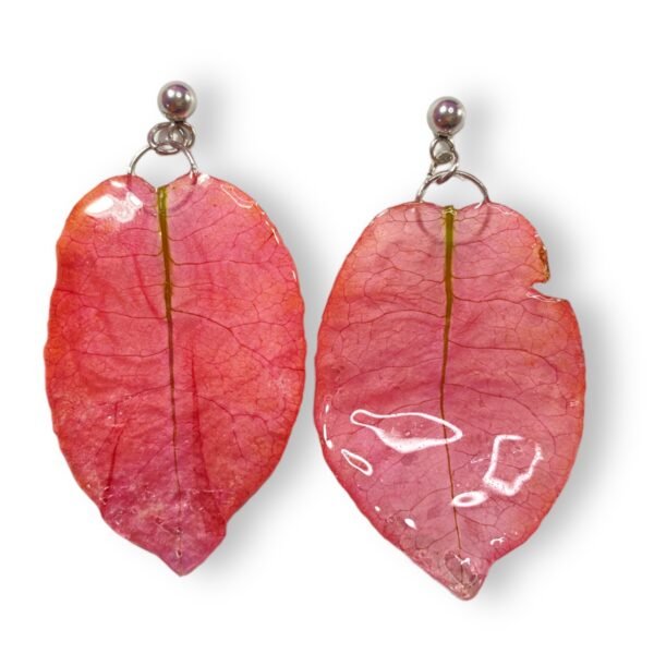 Aretes de Hoja de Bugambilia Rosa - Imagen 2