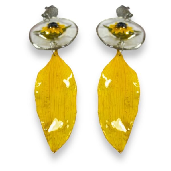 Aretes de flor y pétalo de girasol - Imagen 4