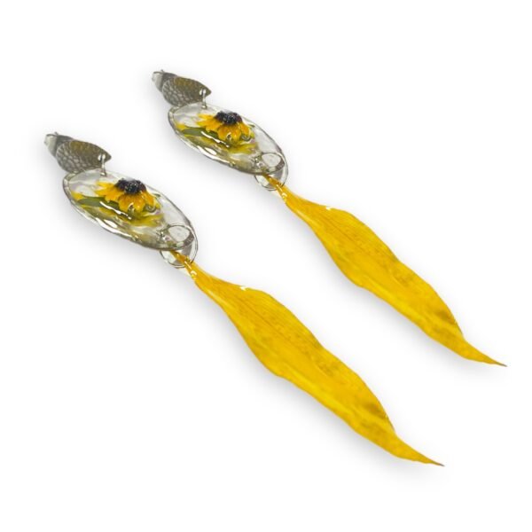 Aretes de flor y pétalo de girasol - Imagen 5