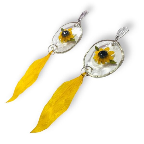 Aretes de flor y pétalo de girasol - Imagen 6