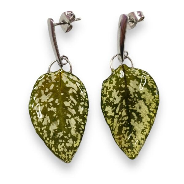 Aretes de Hoja de Hypoestes Punto Blanco - Imagen 2