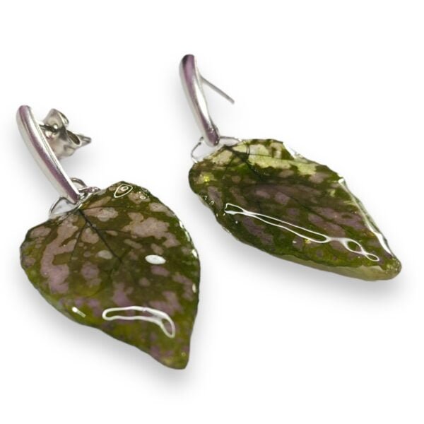 Aretes de Hoja de Hypoestes Punto Rosa - Imagen 3