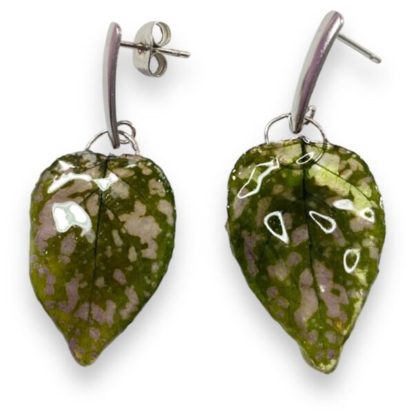Aretes de Hoja de Hypoestes Punto Rosa - Imagen 2