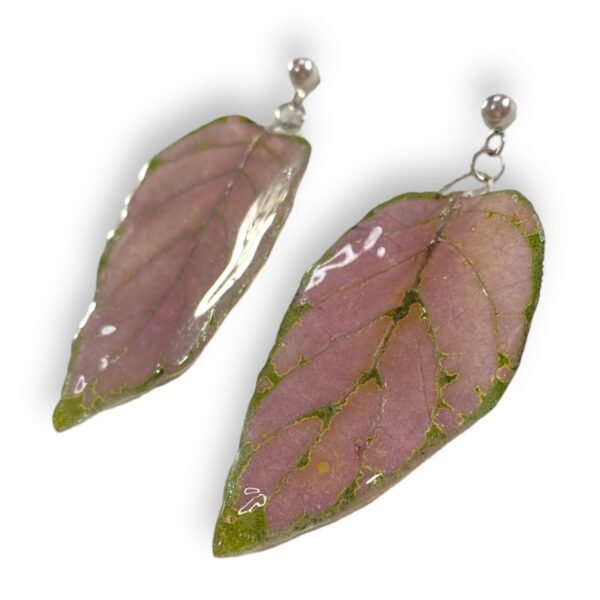 Aretes de Hoja de Hypoestes Rosa - Imagen 4