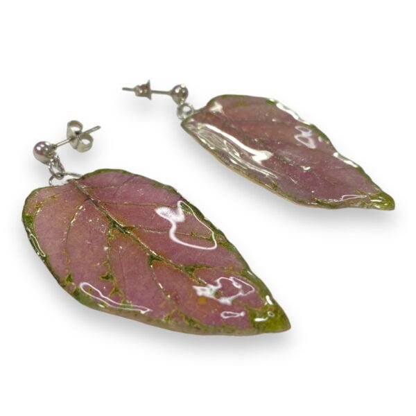 Aretes de Hoja de Hypoestes Rosa - Imagen 6