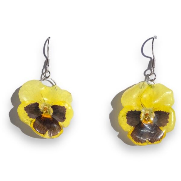 Aretes de Pensamiento amarillo guinda - Imagen 3