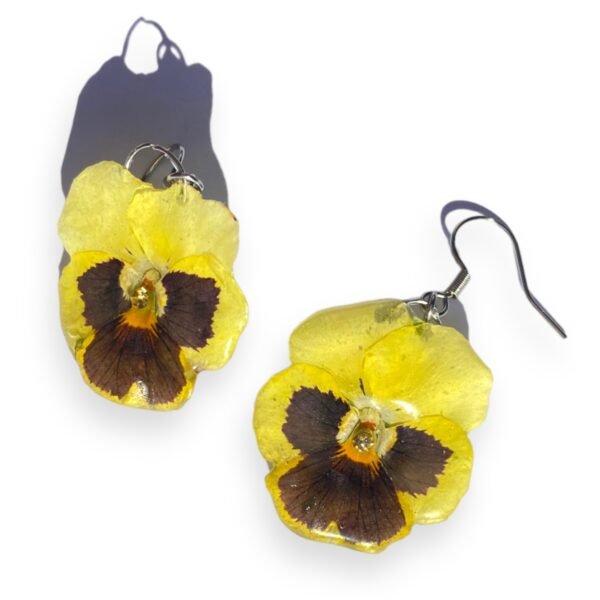 Aretes de Pensamiento amarillo guinda - Imagen 4