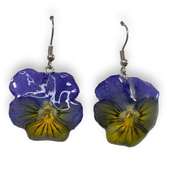 Aretes de Pensamiento morado amarillo - Imagen 2