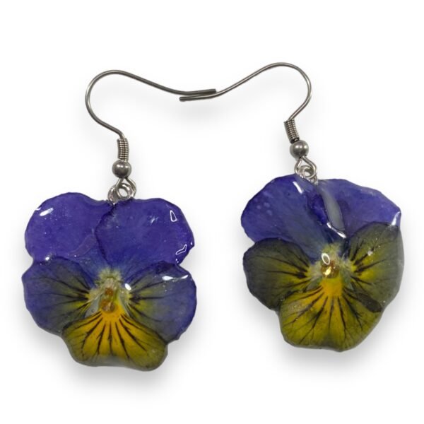 Aretes de Pensamiento morado amarillo - Imagen 3