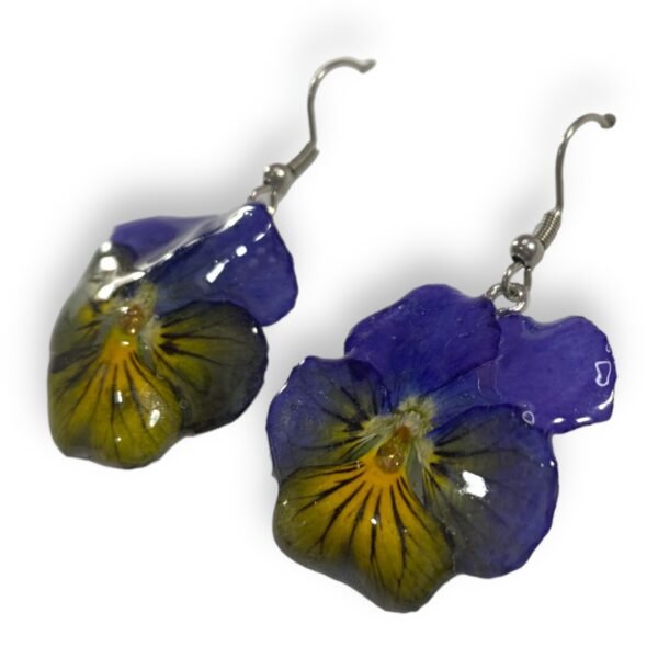 Aretes de Pensamiento morado amarillo - Imagen 4