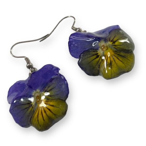 Aretes de Pensamiento morado amarillo - Imagen 6