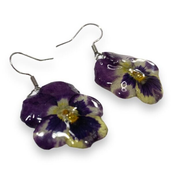 Aretes de Pensamiento morado blanco amarillo - Imagen 5
