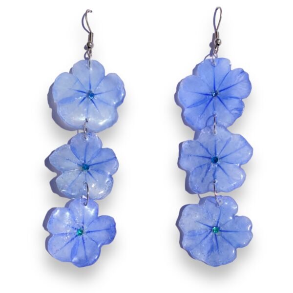 Aretes de tres flores de plumbago - Imagen 2