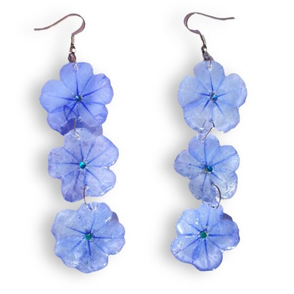 Aretes de tres flores de plumbago - Imagen 3