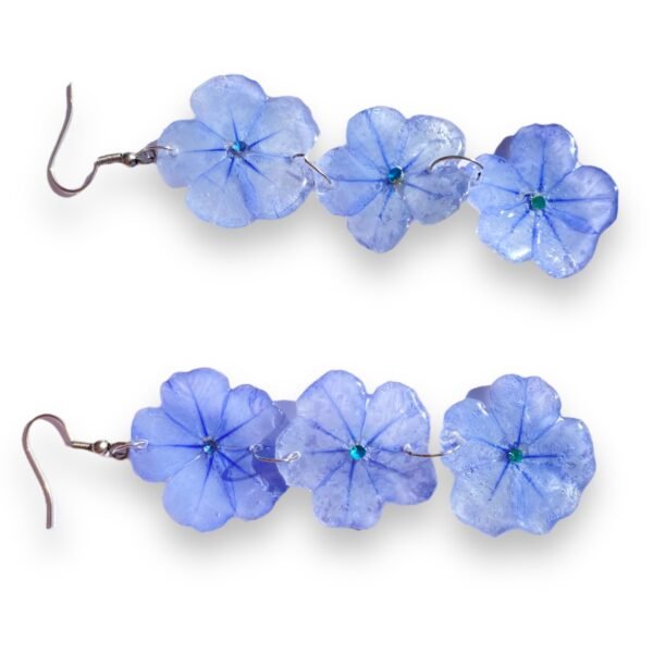 Aretes de tres flores de plumbago - Imagen 4