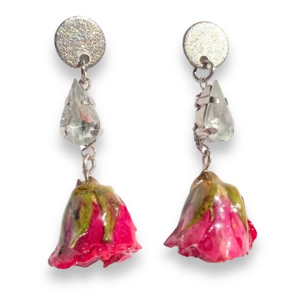 Aretes de botón de rosa - Imagen 5
