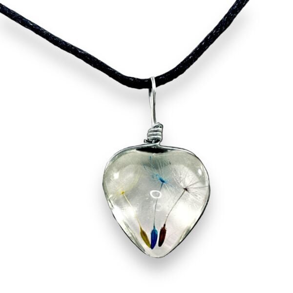Collar de Corazón con dientes de león de colores - Imagen 2