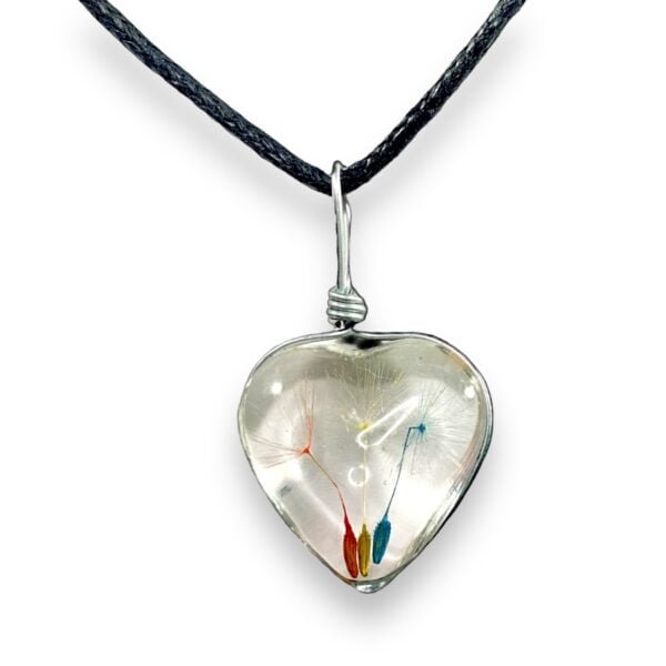 Collar de Corazón con dientes de león de colores - Imagen 3