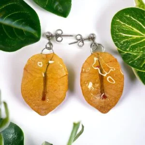 Aretes de Hoja de Bugambilia Amarilla