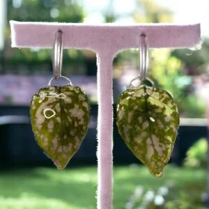 Aretes de Hoja de Hypoestes Punto Rosa