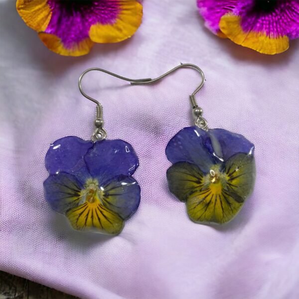 Aretes de Pensamiento morado amarillo