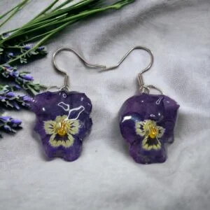 Aretes de Pensamiento morado blanco