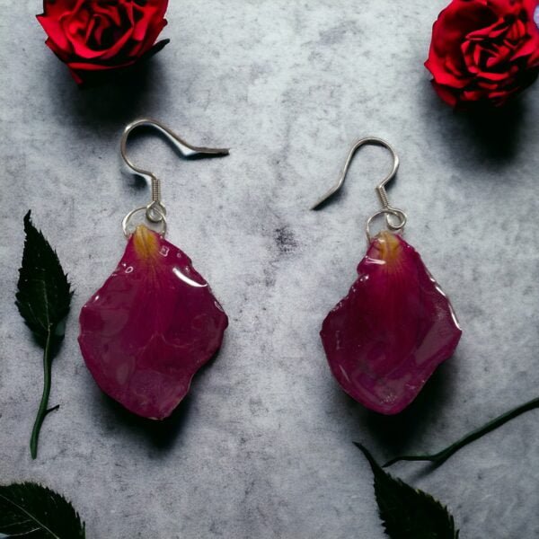 Aretes de Pétalo de Rosa Roja