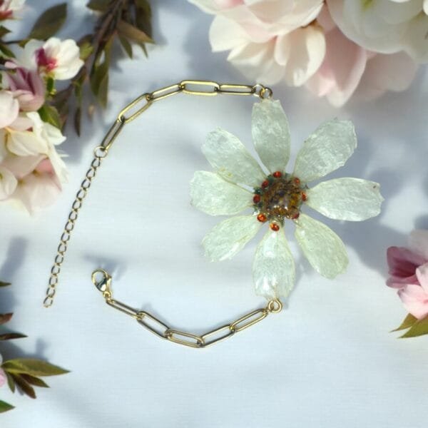 Pulsera de Flor de Cosmos Blanco PCBL-1381
