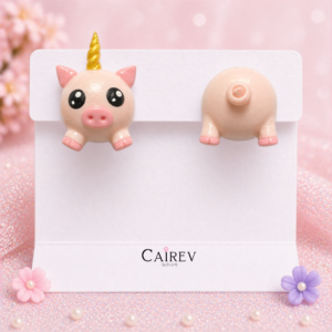 Aretes de cerdito unicornio kawaii color rosa hechos a mano