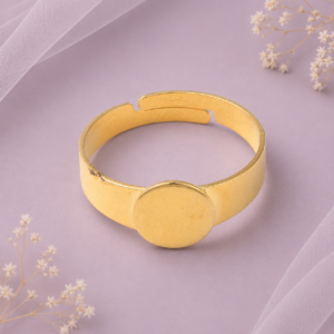 Anillo ajustable dorado de acero inoxidable 304 chapado en oro 18K con base redonda de 8 mm