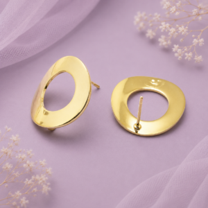 Base de arete dorada tipo dona con bucle de latón chapado en oro 18K de 18 mm