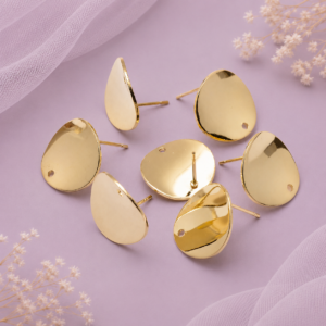 Bases redondas para arete de latón chapado en oro 18K de 16 mm