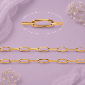 Cadena de clip dorada de acero inoxidable 304 chapada en oro 18K con eslabones de 12 × 4 mm