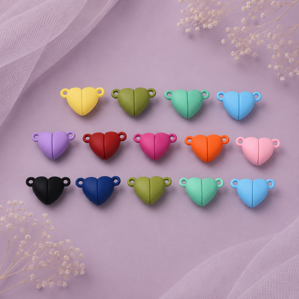 Cierres magnéticos de corazón de aleación en colores surtidos para bisutería