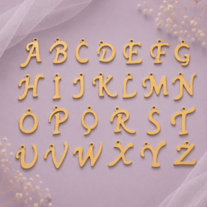 Dijes de letras doradas A-Z de acero inoxidable 201 PVD oro 18K para bisutería