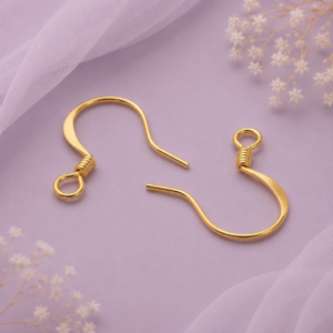 Ganchos para aretes de latón chapado en oro real de 18K de 17 × 16 mm