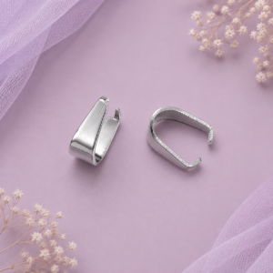 Pasacadena y portadije plateado de acero inoxidable 201 de 8 × 7 × 4 mm para bisutería