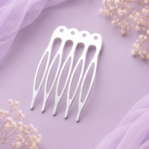 Peineta para cabello plateada de 5 dientes de hierro para bisutería de 40 × 27 mm