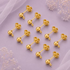 Postes para arete dorados con argolla y mariposa de acero inoxidable 304 de 7 × 4 mm